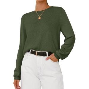 BTFBM Oversized Sweaters for Women 2025 Fall Casual Fashion Long Sleeve Tops Ribbed Knit Basic Pullover Winter Clothing(Army Green)