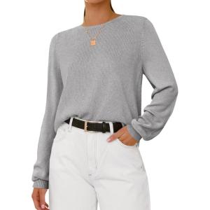 BTFBM Oversized Sweaters for Women 2025 Fall Casual Fashion Long Sleeve Tops Ribbed Knit Basic Pullover Winter Clothing(Grey)