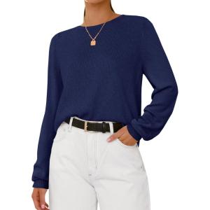 BTFBM Oversized Sweaters for Women 2025 Fall Casual Fashion Long Sleeve Tops Ribbed Knit Basic Pullover Winter Clothing(Navy Blue)