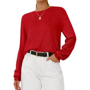 BTFBM Oversized Sweaters for Women 2025 Fall Casual Fashion Long Sleeve Tops Ribbed Knit Basic Pullover Winter Clothing(Red)