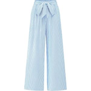 BTFBM Pants for Women 2026 Spring Clothes Striped High Waist Tie Knot Dressy Casual Wide Leg Palazzo Work Trousers Pants(Light Blue)