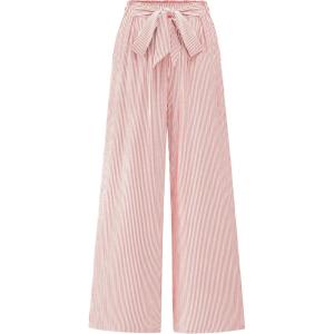 BTFBM Pants for Women 2026 Spring Clothes Striped High Waist Tie Knot Dressy Casual Wide Leg Palazzo Work Trousers Pants(Pink)