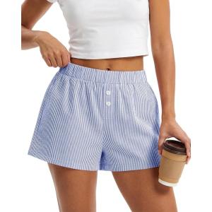 BTFBM Striped Boxer Shorts for Women 2026 Spring Summer Y2k Vacation Beach Bottoms Lounge Sleep Pajama PJ Pants Clothes(Dark Blue)