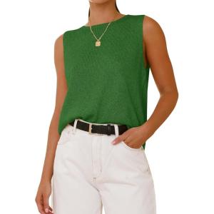 BTFBM Women’s Sleeveless Sweater Vest 2026 Summer Crew Neck Ribbed Knit Lightweight Pullover Casual Loose Fit Tank Tops(Green)