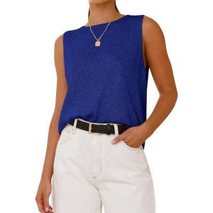 BTFBM Women’s Sleeveless Sweater Vest 2026 Summer Crew Neck Ribbed Knit Lightweight Pullover Casual Loose Fit Tank Tops(Royal Blue)