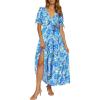 Big Floral White Blue