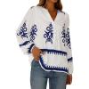 White Blue Floral
