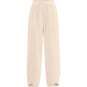 BTFBM Women’s Wide Leg Palazzo Harem Pants Casual Loose Elastic Waist Sweatpants 2024 Fall Baggy Long Trousers Pockets(Apricot)
