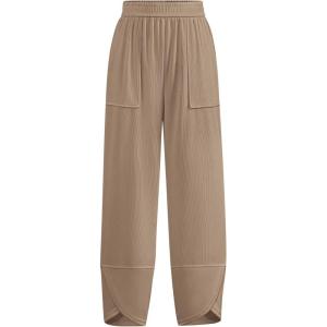 BTFBM Women’s Wide Leg Palazzo Harem Pants Casual Loose Elastic Waist Sweatpants 2024 Fall Baggy Long Trousers Pockets(Khaki)