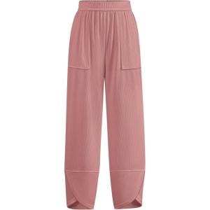 BTFBM Women’s Wide Leg Palazzo Harem Pants Casual Loose Elastic Waist Sweatpants 2024 Fall Baggy Long Trousers Pockets(Pink)