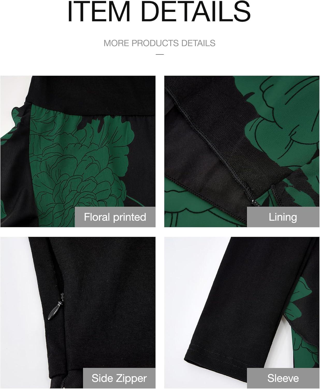 imageBTFBM Womens Floral Maxi Dress Fall 2025 Casual Crewneck Long Sleeve Ruffle Flowy Cocktail Wedding Guest DressesBig Floral Dark Green