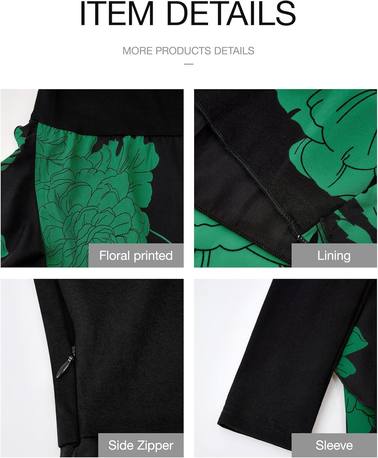 imageBTFBM Womens Floral Maxi Dress Fall 2025 Casual Crewneck Long Sleeve Ruffle Flowy Cocktail Wedding Guest DressesBig Floral Green
