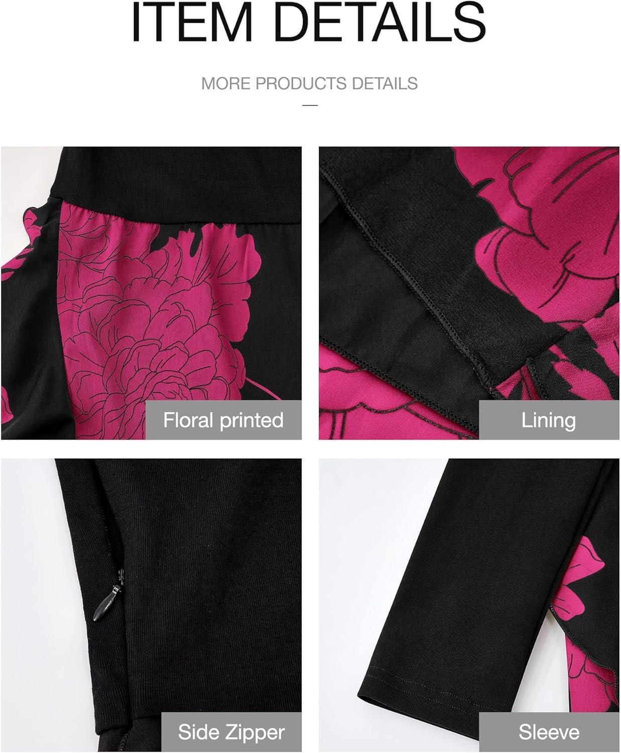 imageBTFBM Womens Floral Maxi Dress Fall 2025 Casual Crewneck Long Sleeve Ruffle Flowy Cocktail Wedding Guest DressesBig Floral Purple Red