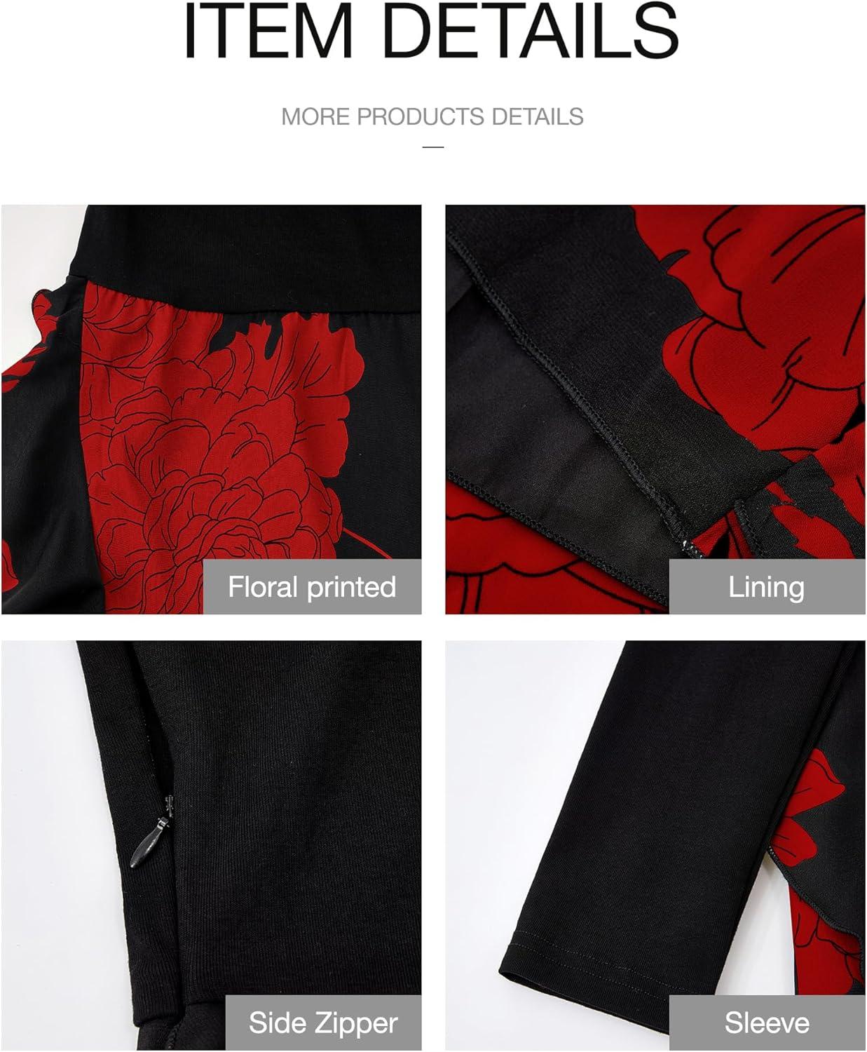 imageBTFBM Womens Floral Maxi Dress Fall 2025 Casual Crewneck Long Sleeve Ruffle Flowy Cocktail Wedding Guest DressesBig Floral Red