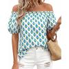 Floral White Blue Green