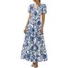 Floral White Dark Blue