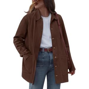 BTFBM Faux Suede Jacket Women Fall Fashion 2026 Leather Jackets Long Sleeve Button Down Winter Coats Shackets Outerwear(Coffee)