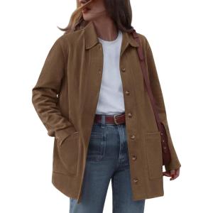 BTFBM Faux Suede Jacket Women Fall Fashion 2026 Leather Jackets Long Sleeve Button Down Winter Coats Shackets Outerwear(Light Brown)