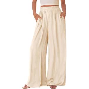 BTFBM Wide Leg Pants Woman Spring 2026 Pockets Loose Flowy Trousers Lounge Palazzo Pant Beach Vacation Clothes(Beige)