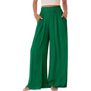BTFBM Wide Leg Pants Woman Spring 2026 Pockets Loose Flowy Trousers Lounge Palazzo Pant Beach Vacation Clothes(Green)