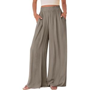 BTFBM Wide Leg Pants Woman Spring 2026 Pockets Loose Flowy Trousers Lounge Palazzo Pant Beach Vacation Clothes(Grey Brown)
