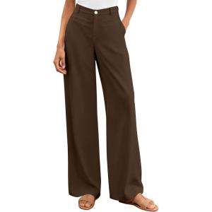 BTFBM Women Wide Leg Pants High Waisted Spring 2026 Business Casual Outfits Slacks Trousers Dressy Palazzo Pants Pockets(Coffee)