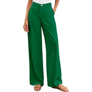 BTFBM Women Wide Leg Pants High Waisted Spring 2026 Business Casual Outfits Slacks Trousers Dressy Palazzo Pants Pockets(Green)