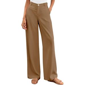 BTFBM Women Wide Leg Pants High Waisted Spring 2026 Business Casual Outfits Slacks Trousers Dressy Palazzo Pants Pockets(Khaki)