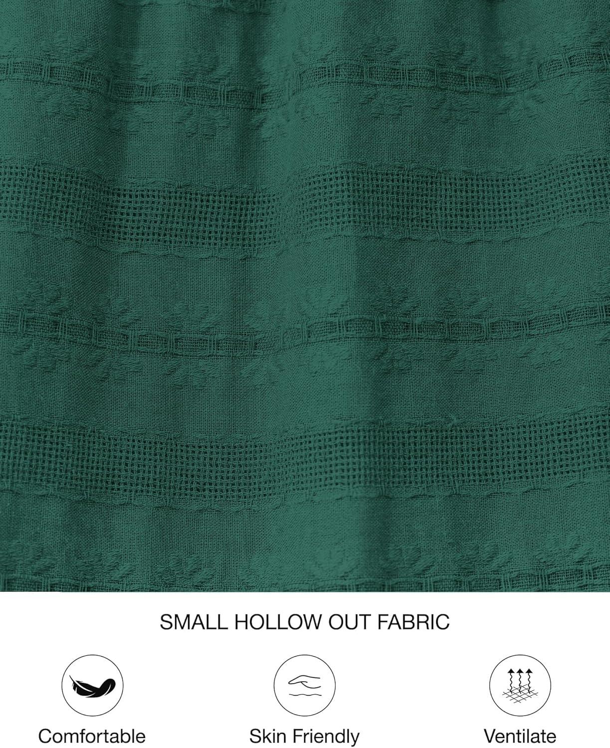 imageBTFBM Spring Dresses for Women 2026 Casual Long Sleeve V Neck Elastic Waist Lightweight Maxi Wedding Guest Dress PocketsHunter Green