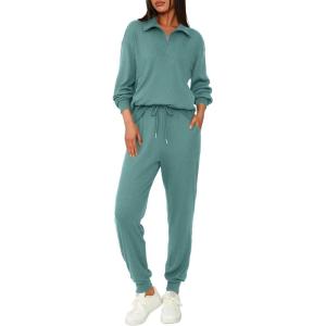 BTFBM Women’s 2 Piece Tracksuit Spring Outfits 2026 Long Sleeve Half Zip Sweatshirt Sweatpants Lounge Set Sweatsuits(Solid Light Green)
