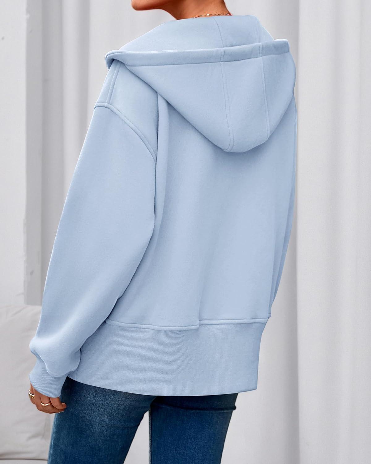 imageBTFBM Hoodies for Women Zip Up jacket Drawstring Spring Fashion 2026 Trendy Long Sleeve Sweatshirt Clothing OutfitsLight Blue
