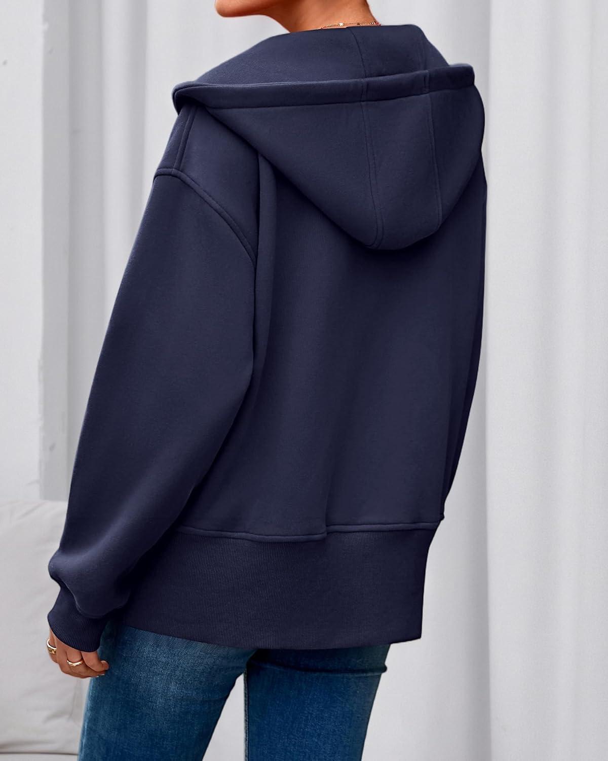 imageBTFBM Hoodies for Women Zip Up jacket Drawstring Spring Fashion 2026 Trendy Long Sleeve Sweatshirt Clothing OutfitsNavy