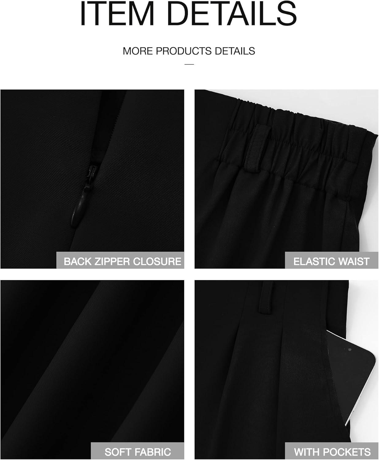 imageBTFBM Womens Elegant Flowy Dress Pants Front Pleated High Waisted Casual Wide Leg Loose Palazzo Trousers with PocketsBlack