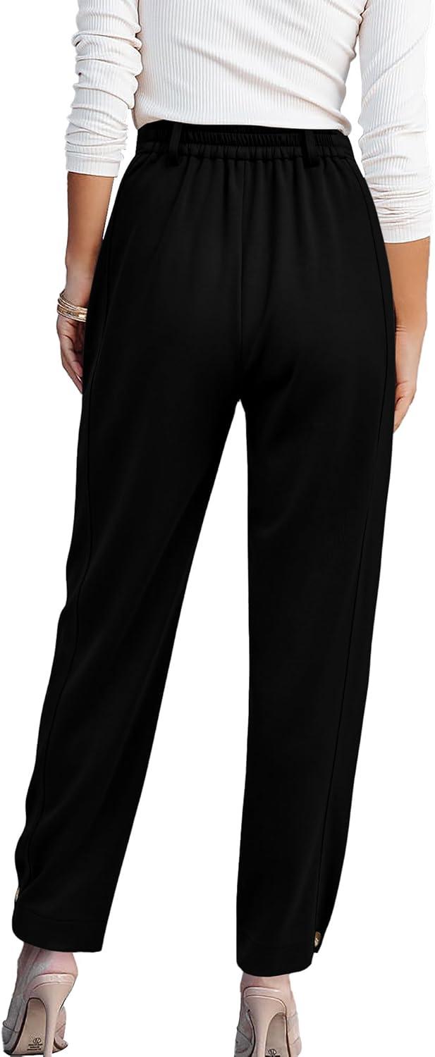 imageBTFBM Womens Pants Spring Fall 2026 Casual High Waist Trousers Tapered Slacks Pockets Dressy Business Work OutfitsBlack