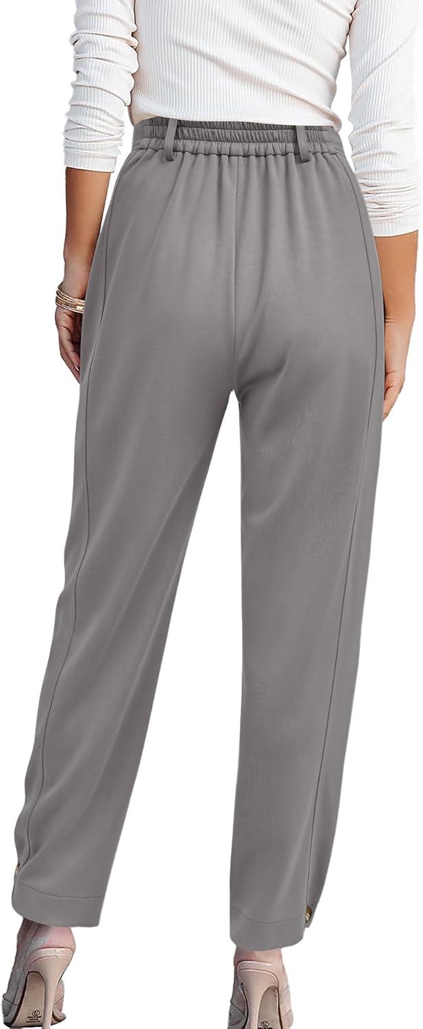 imageBTFBM Womens Pants Spring Fall 2026 Casual High Waist Trousers Tapered Slacks Pockets Dressy Business Work OutfitsGrey