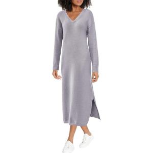 BTFBM Womens Fall Fashion 2025 Sweater Dress Casual V Neck Long Sleeve Slit Knit Oversized Sweaters Winter Maxi Dresses(Grey)
