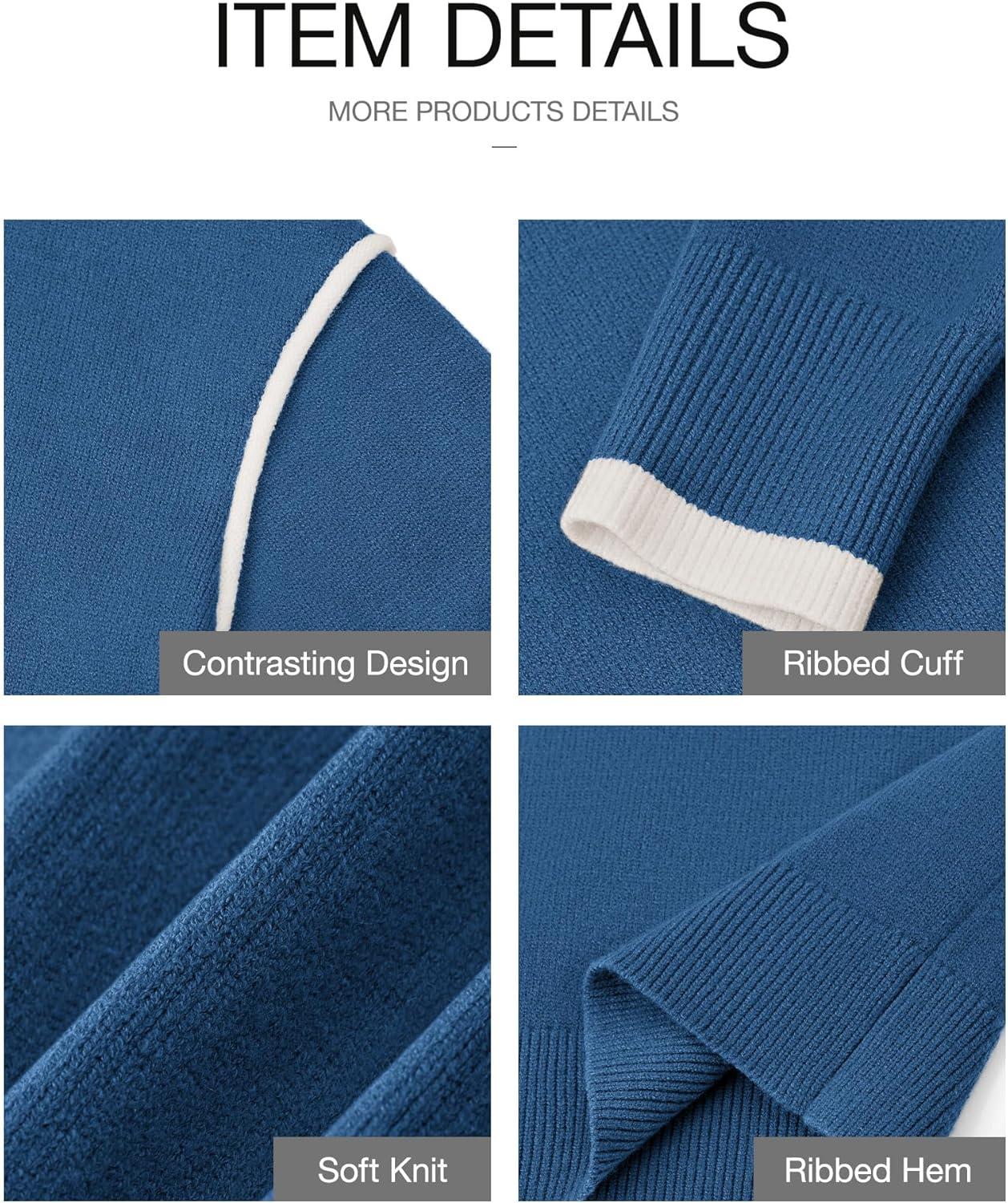 imageBTFBM Fall Sweaters for Women 2025 Trendy Casual Crew Neck Long Sleeve Loose Ribbed Knit Sweater Pullover Jumper TopsSolid Denim Blue