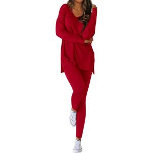 BTFBM Two Piece Sets for Women 2026 Casual Lounge Set Matching Oversized Shirts Leggings Workout Airport Travel Outfits(Red)