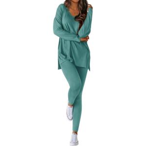 BTFBM Two Piece Sets for Women 2026 Casual Lounge Set Matching Oversized Shirts Leggings Workout Airport Travel Outfits(Turquoise)