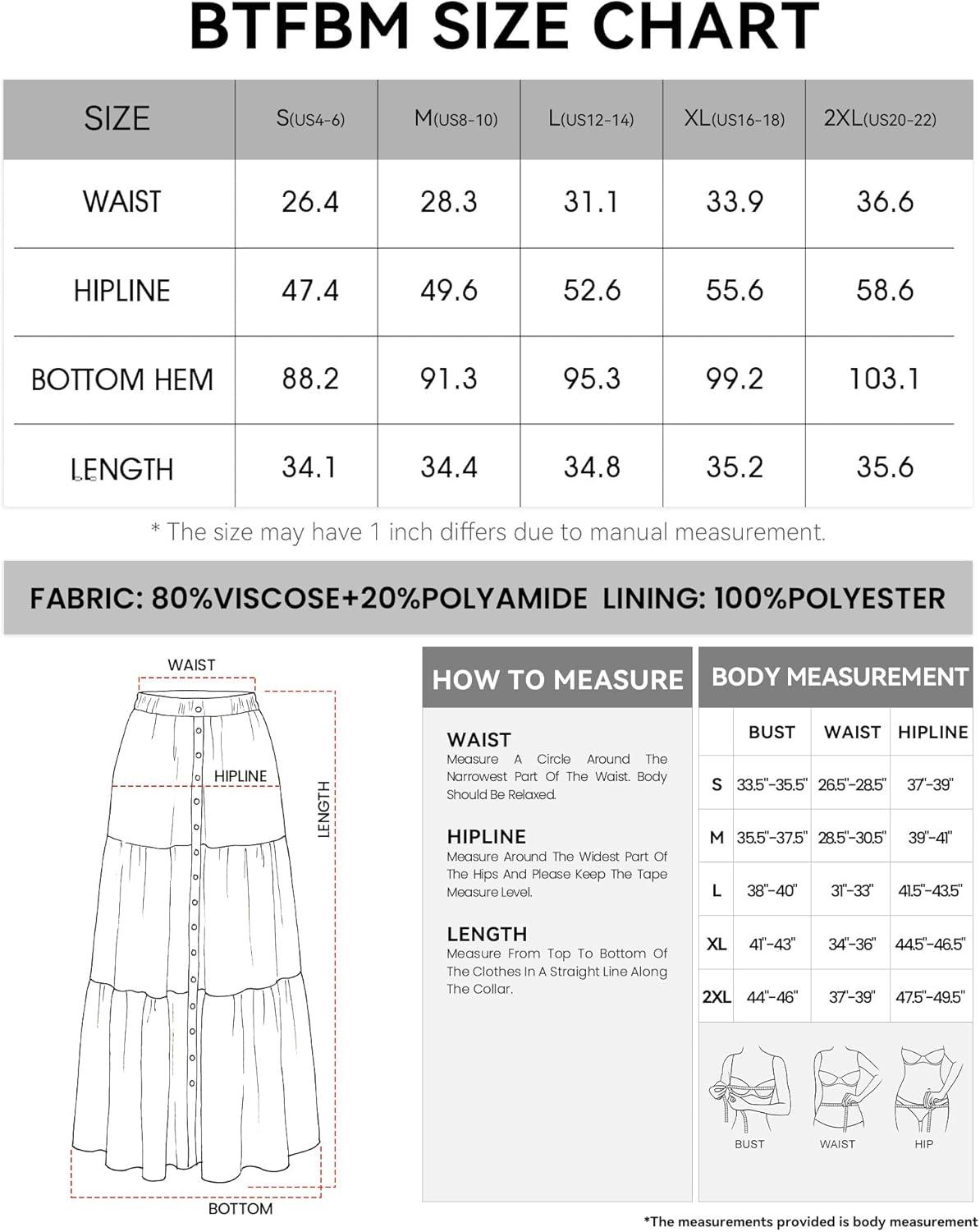 imageBTFBM Long Skirts for Women Summer 2026 Elastic High Waist Flowy A Line Casual Boho Tiered Floral Maxi Skirt PocketsBlack White Flower
