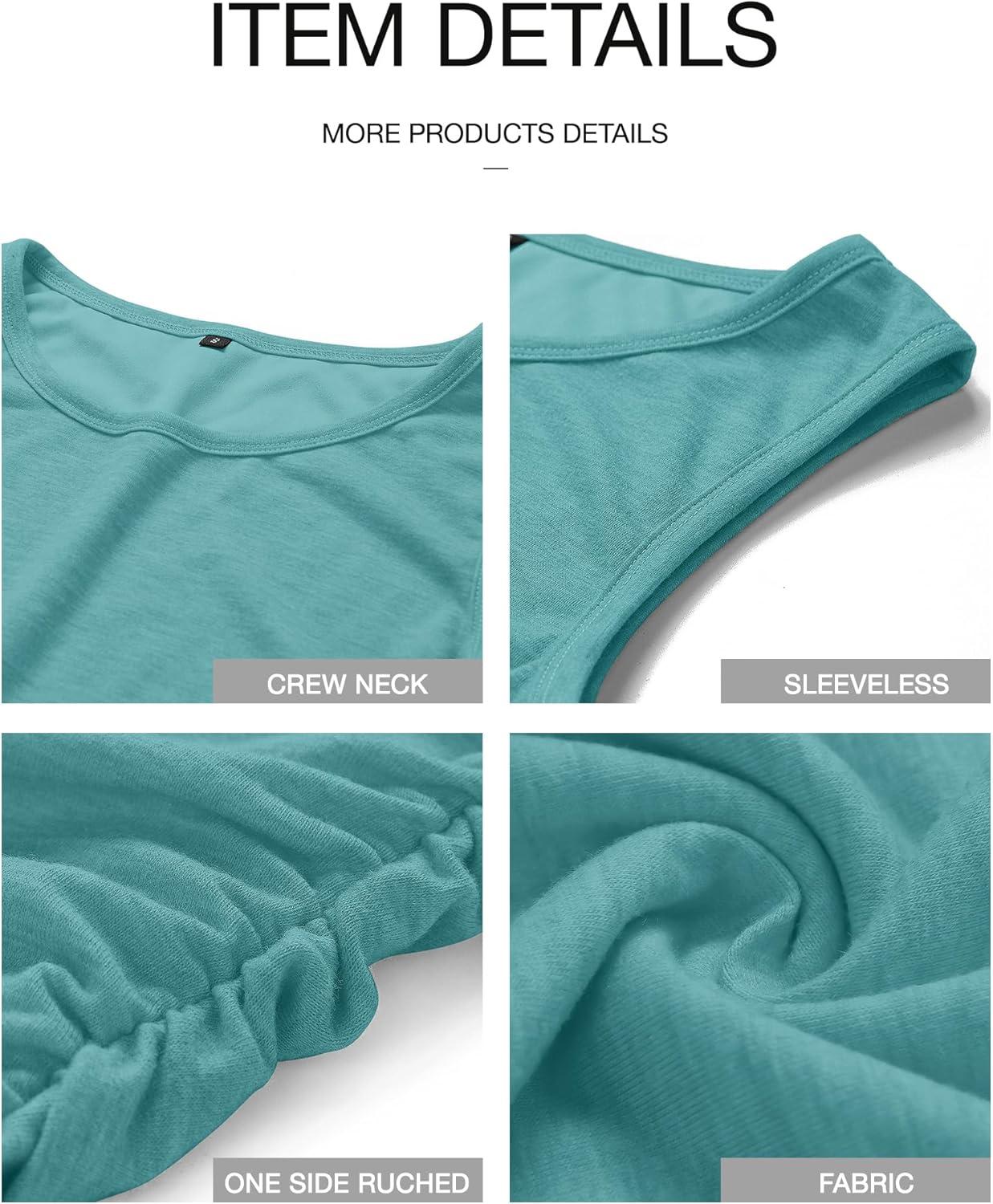 imageBTFBM Women Summer Dresses 2026 Sleeveless Tank Ruched Bodycon Sundresses for Women Party Beach Mini Casual Spring DressLake Blue