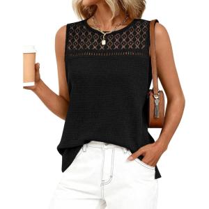 BTFBM Tank Top for Women 2026 Sleeveless Shirts Waffle Knit Vest Crew Neck Casual Outfits Loose Blouses Summer Tops(Black)