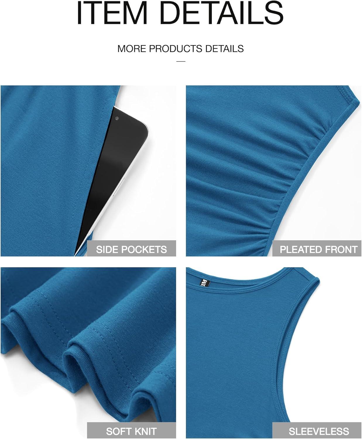 imageBTFBM Summer Maxi Dresses for Women 2026 Spring Sleeveless Casual Ruched High Waisted Long Sundress Flowy Beach DressBlue