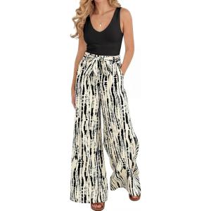 BTFBM Two Piece Sets For Women Summer 2026 Spring Outfits Casual Sleeveless Wide Leg Pants Sets Beach Vacation Clothes(Floral Apricot Black)