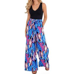 BTFBM Two Piece Sets For Women Summer 2026 Spring Outfits Casual Sleeveless Wide Leg Pants Sets Beach Vacation Clothes(Floral Blue)