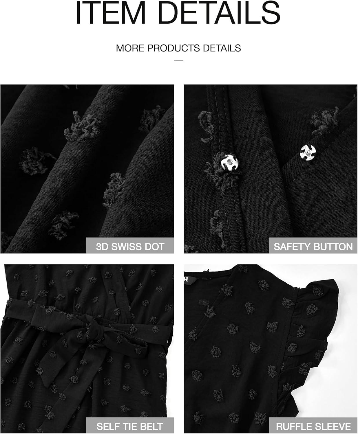 imageBTFBM Boho Dresses for Women 2026 Summer Fashion Cap Sleeve Swiss Dot Flowy Ruffle Beach Wedding Cocktail Maxi DressBlack