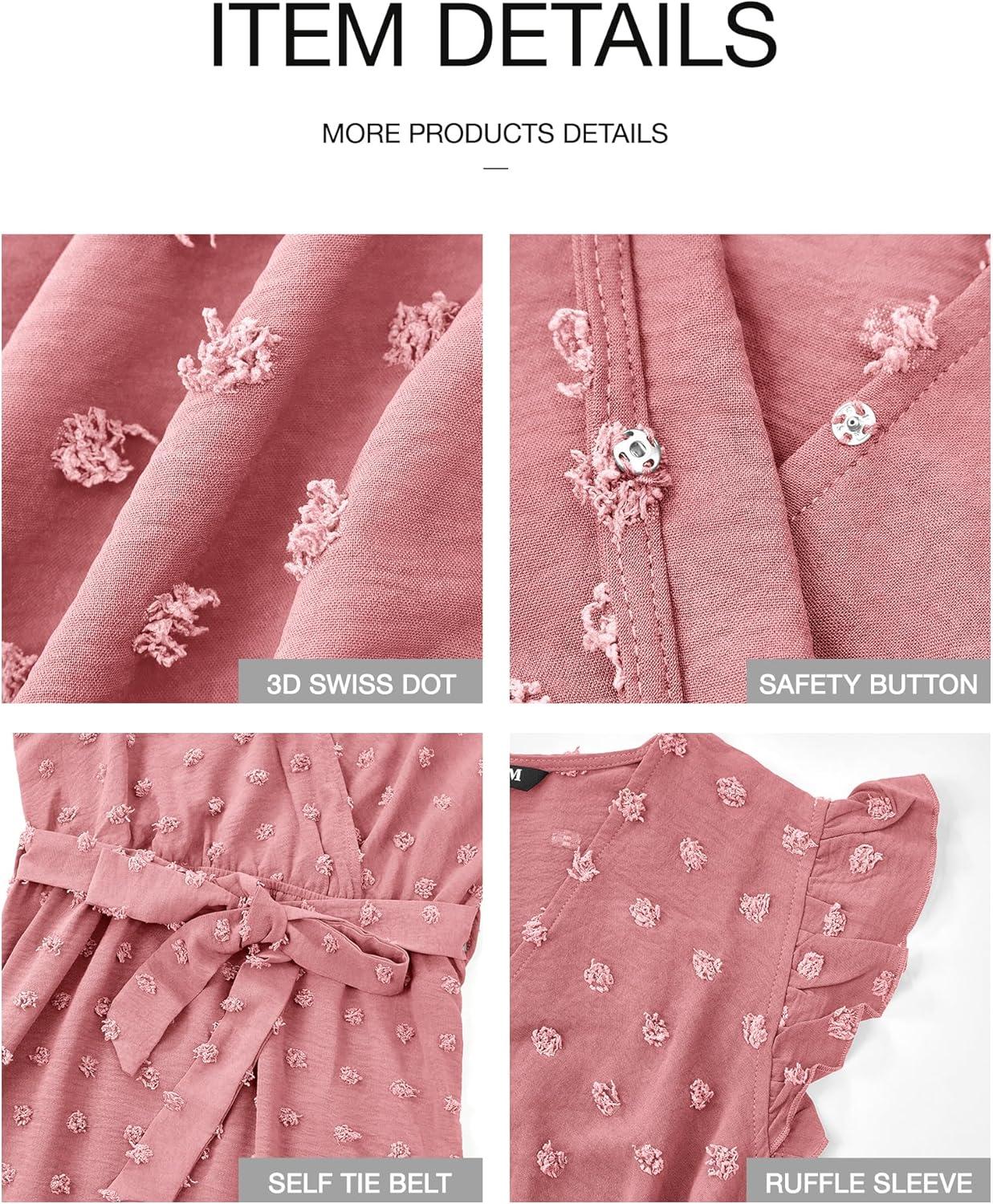 imageBTFBM Boho Dresses for Women 2026 Summer Fashion Cap Sleeve Swiss Dot Flowy Ruffle Beach Wedding Cocktail Maxi DressLight Pink