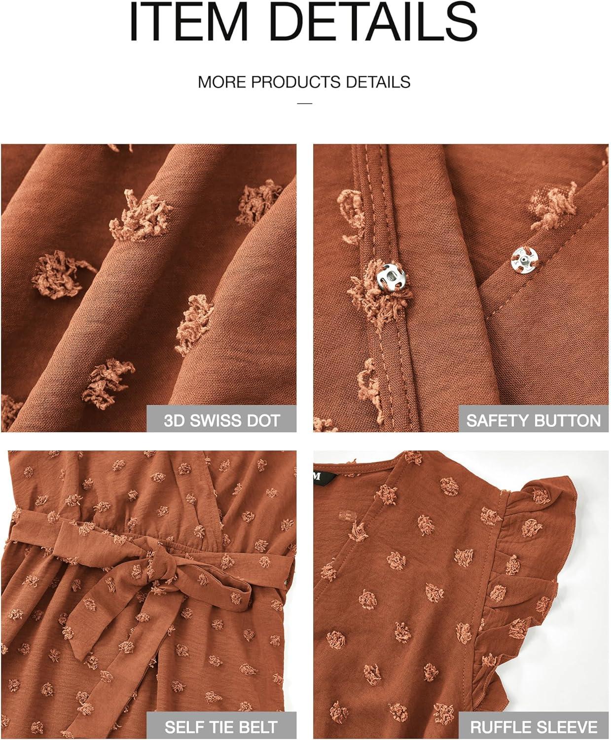 imageBTFBM Boho Dresses for Women 2026 Summer Fashion Cap Sleeve Swiss Dot Flowy Ruffle Beach Wedding Cocktail Maxi DressOrange Red