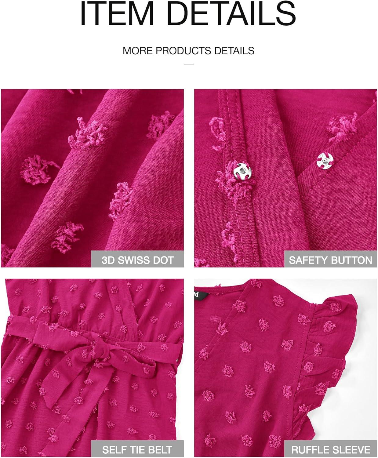 imageBTFBM Boho Dresses for Women 2026 Summer Fashion Cap Sleeve Swiss Dot Flowy Ruffle Beach Wedding Cocktail Maxi DressRose Red