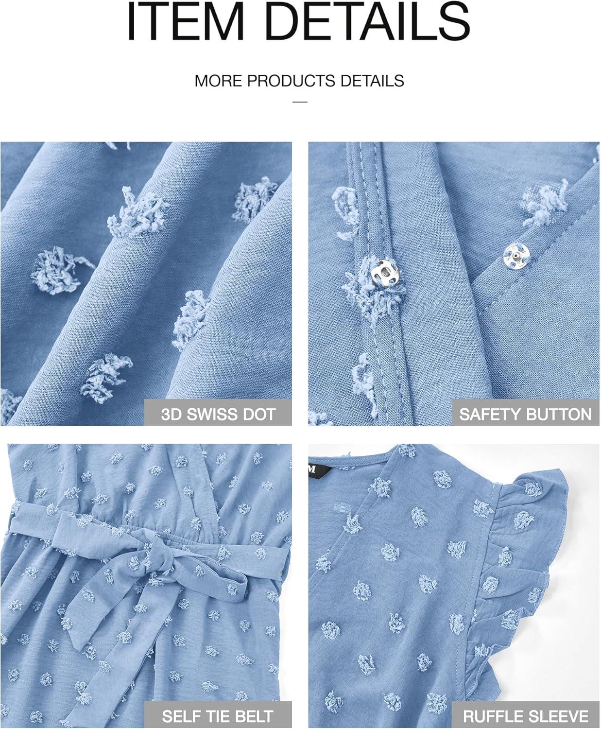 imageBTFBM Boho Dresses for Women 2026 Summer Fashion Cap Sleeve Swiss Dot Flowy Ruffle Beach Wedding Cocktail Maxi DressSky Blue
